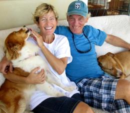 Jen Dale and John Bullock with Maggie and Rufus. Jen Dale and John Bullock with Maggie and Rufus.